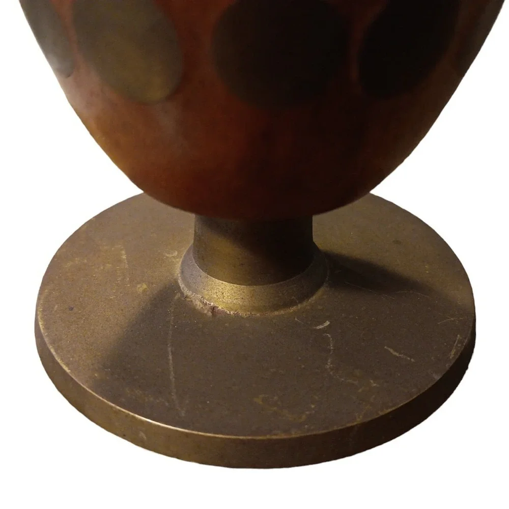 Lenox Wood Candle Holder Vintage MCM with Brass Inlaid Accents 3.25